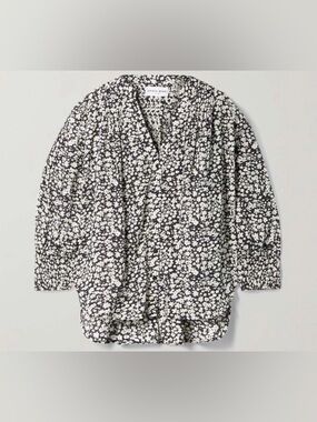 Apiece Apart Yerba Pintuck Black & White Floral Top